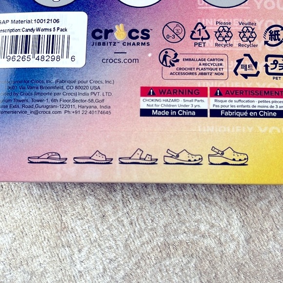 Brand New Crocs Jibbitz Charms 5 Pack Colorful Candy Worms - Picture 6 of 9